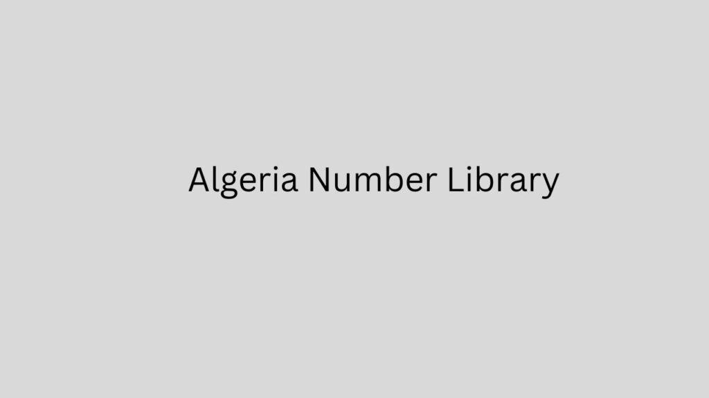 Algeria Number Library