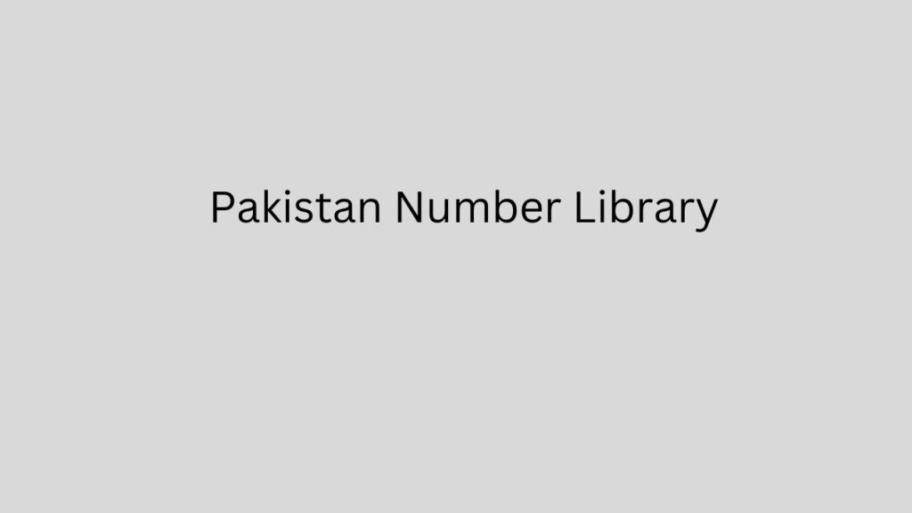 Pakistan Number Library