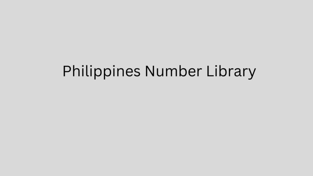 Philippines Number Library