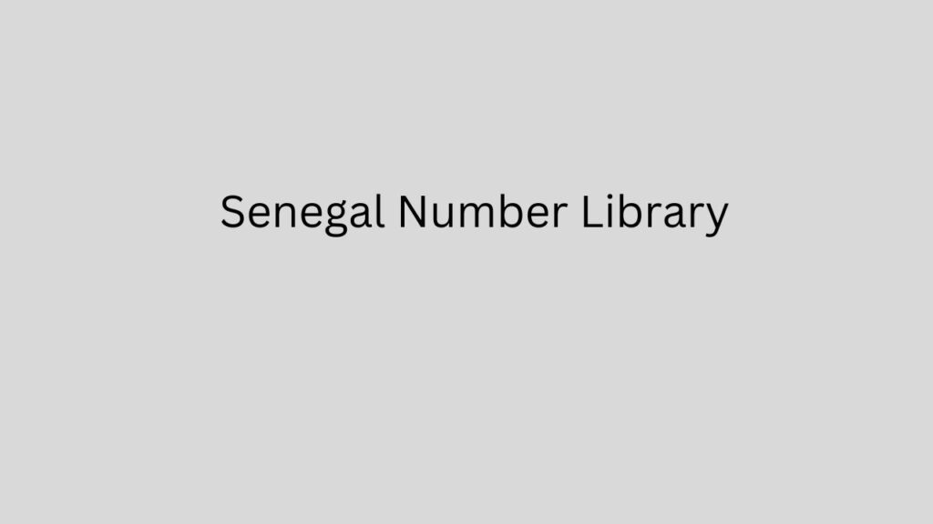 Senegal Number Library